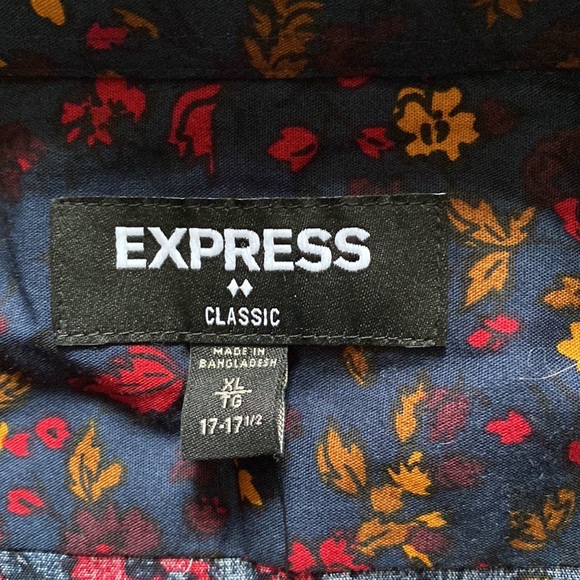 NWT Express mens floral long sleeve button down - Picture 3 of 7
